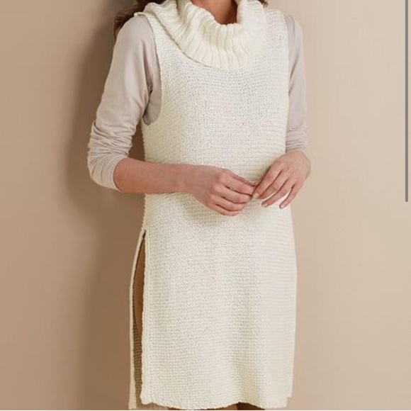 NWT Soft Surroundings Paola Cream Knit Pullover Vest Size Large - Picture 1 of 8
